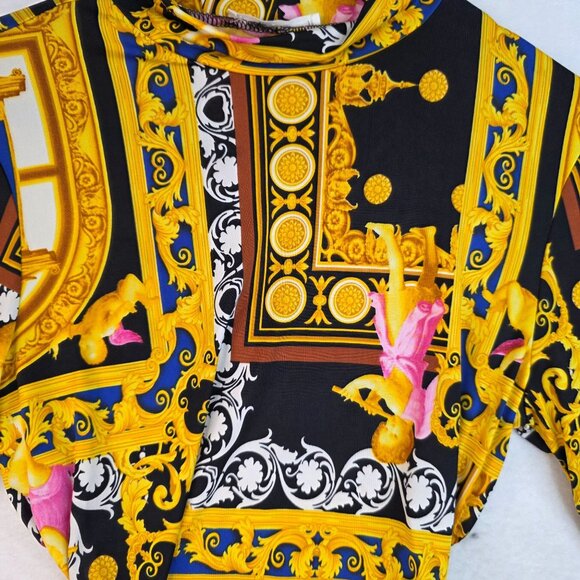 Timing Long Sleeve Rear Tie Baroque Crop Top L Vintage Designer Aesthetic Angel - Picture 2 of 9